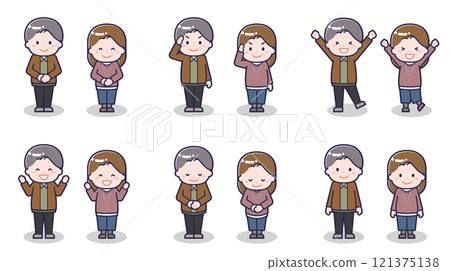 Middle-aged men and women in plain clothes 01 121375138