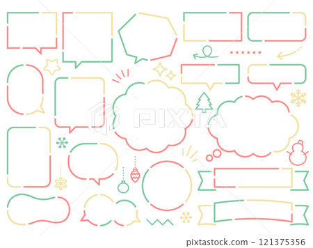 聖誕彩色語音氣泡、框架和季節性圖標 121375356