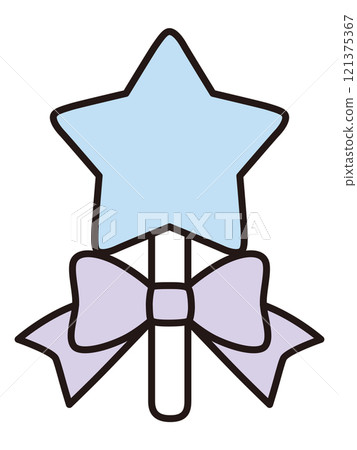 Vector illustration of a heart-shaped stick with a ribbon 121375367