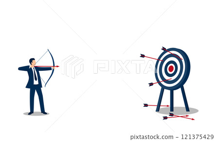 商人擊弓的向量圖:目標實現的挑戰 商人擊弓的向量圖:目標實現的挑戰 121375429