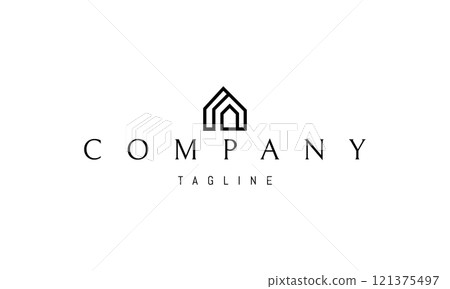 Vector logo with an abstract image of a house in a minimalist style. Vector logo with an abstract image of a house in a minimalist style. 121375497