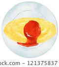 Omelet rice served on a watercolor plate 121375837