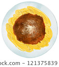 Watercolor spaghetti with meat sauce 121375839