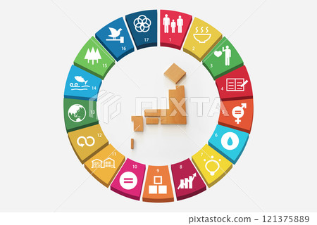 SDGS mark and wooden Japan 121375889