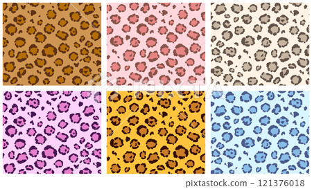 Leopard print seamless patterns set Leopard print seamless patterns set 121376018
