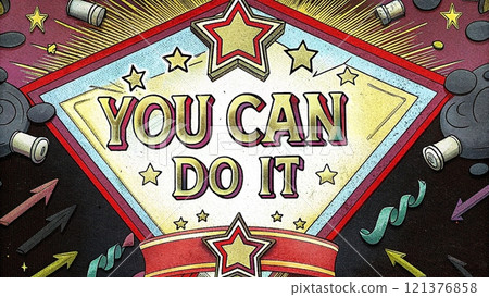 cartoon background with motivational text 121376858