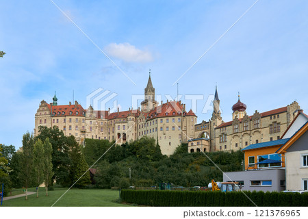 Sigmaringen, Germany - located in the Black Forest, very close to the source of the river Danube, Sigmaringen is famous for its Medieval fortress 121376965