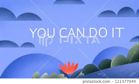 motivational text on blue background 121377049