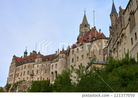 Majestic Sigmaringen Castle Perched on Rugged Cliff Above Tranquil Danube: Historic Hohenzollern Residence Showcases Medieval Architecture and Royal Collections in Picturesque Baden-Wurttemberg Majestic Sigmaringen Castle Perched on Rugged Cliff Above Tranquil Danube: Historic Hohenzollern Residence Showcases Medieval Architecture and Royal Collections in Picturesque Baden-Wurttemberg 121377050