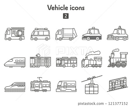 Collection of working vehicle icons Collection of working vehicle icons 121377152