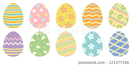 多彩的復活節彩蛋向量素材 121377188
