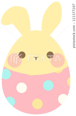 Easter bunny with one ear Easter egg beige vector material Easter bunny with one ear Easter egg beige vector material 121377287