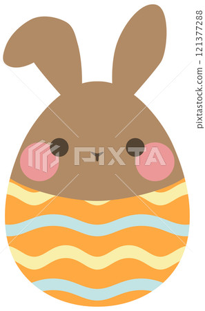 Easter bunny with one broken ear Easter egg dark brown vector material 121377288