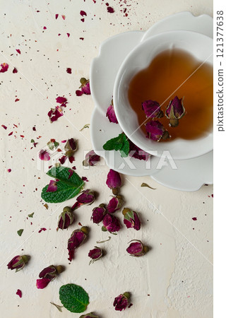 cup of tea, damask rose, pink tea, close-up, cup of tea, damask rose, pink tea, close-up, 121377638