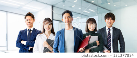 Teamwork image of five businessmen, men and women 121377854