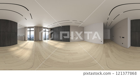 360 panorana of empty modern interior room 3D rendering 121377868