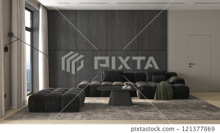Modern style conceptual interior room 3d illustration 121377869