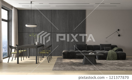 Modern style conceptual interior room 3d illustration Modern style conceptual interior room 3d illustration 121377870