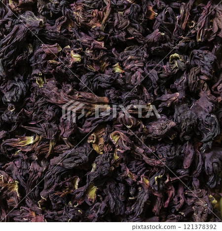 Dried Hibiscus Flowers, perfect for making delicious Herbal Teas and infusions that refresh 121378392