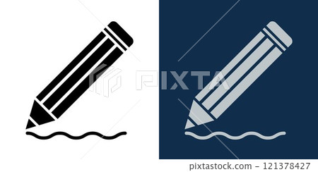 Pencil icon. Pencil writes. Signature icon. Letter. Text editing icon. 121378427