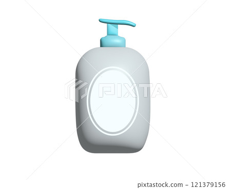 3D baby blue bottle of skin lotion icon for moisturizer,  sunscreen, sunblock, shampoo and body wash 121379156