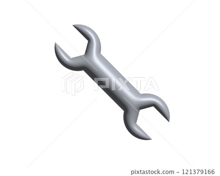 The isolated 3D metal wrench, spanner icon 121379166