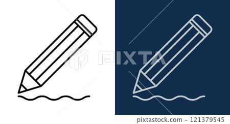 Pencil icon outline. Editable Stroke. Pencil writing. Signature icon. Writing. Icon for editing text. 121379545