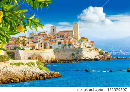 Historic center of Antibes, French Riviera, Provence, France. 121379707
