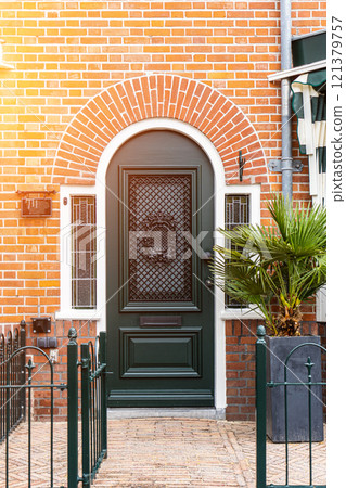 Typical dutch door. Dutch holland architectural detail, a door in Netherlands city. Dutch door 121379757