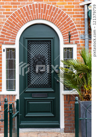 Typical dutch door. Dutch holland architectural detail, a door in Netherlands city. Dutch door 121379759