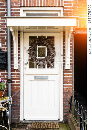 Typical dutch door. Dutch holland architectural detail, a door in Netherlands city. Dutch door 121379792