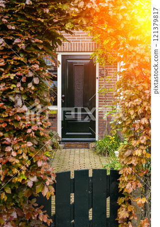 Typical dutch door. Dutch holland architectural detail, a door in Netherlands city. Dutch door 121379817