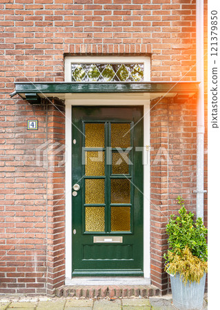 Typical dutch door. Dutch holland architectural detail, a door in Netherlands city. Dutch door 121379850