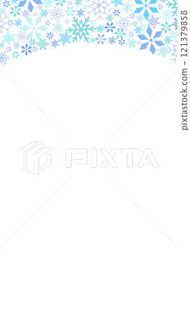 白色背景淺藍色雪花向量幀背景插畫素材【無文字】【垂直排】 121379858