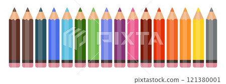 Set of coloured pencils with rubber bands. 16 bright colours. Back to school. Office supplies. Art supplies. 121380001