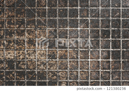 Frying pan texture. The surface of old cooking pan, closeup. Frying pan texture. The surface of old cooking pan, closeup. 121380236