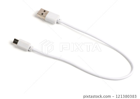 USB cable on a white background. 121380383