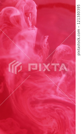 Color drop. Ink swirling. Defocused red pink shimmering smoke paint cloud sparkling liquid blob floating on abstract art background. Color drop. Ink swirling. Defocused red pink shimmering smoke paint cloud sparkling liquid blob floating on abstract art background. 121380395
