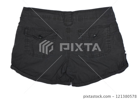 Black shorts isolated on white background. Black shorts isolated on white background. 121380578