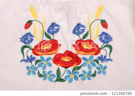 Fragment of linen embroidered shirt for a girl. Fragment of linen embroidered shirt for a girl. 121380780