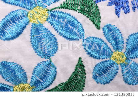 Fragment of linen embroidered shirt for a girl. 121380835