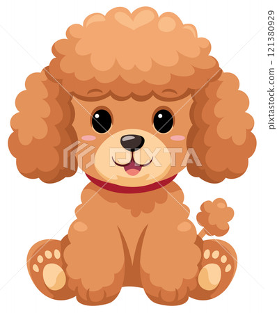 Cute sitting toy boodle dog stuffed toy illustration icon 121380929
