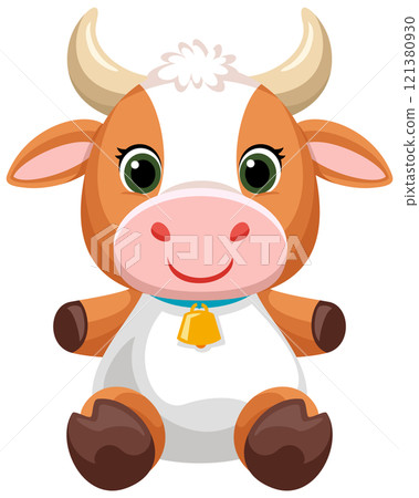Cute sitting calf stuffed animal illustration icon Cute sitting calf stuffed animal illustration icon 121380930