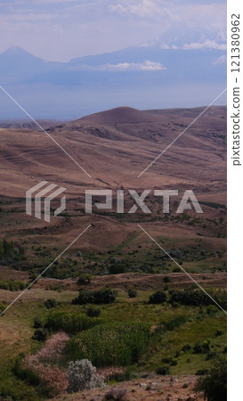 Experience a Stunningly Beautiful Panoramic View of the Dry Hills and Lush Greenery Surrounding You Experience a Stunningly Beautiful Panoramic View of the Dry Hills and Lush Greenery Surrounding You 121380962