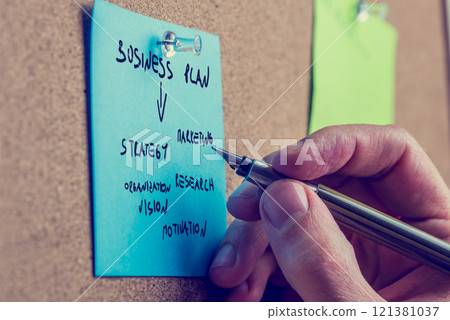Businessman writing a business plan Businessman writing a business plan 121381037
