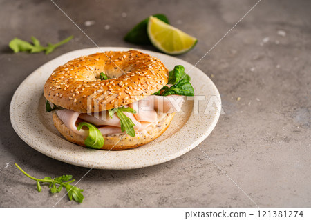 Sandwich with ricotta and prosciutto Sandwich with ricotta and prosciutto 121381274