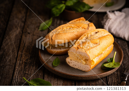 Spanish potato omelette sandwich 121381313