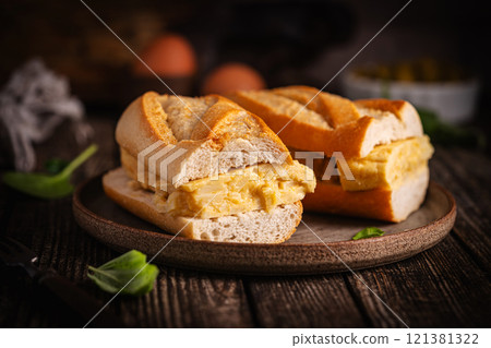 Spanish potato omelette sandwich Spanish potato omelette sandwich 121381322