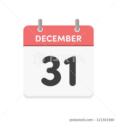 December 31/12月31日英文日曆圖示-日期為12/31 121381980