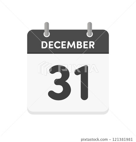 December 31/12月31日英文日曆圖示-日期為12/31 121381981